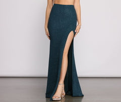 Under The Sea High Slit Glitter Maxi Skirt - Lady Occasions