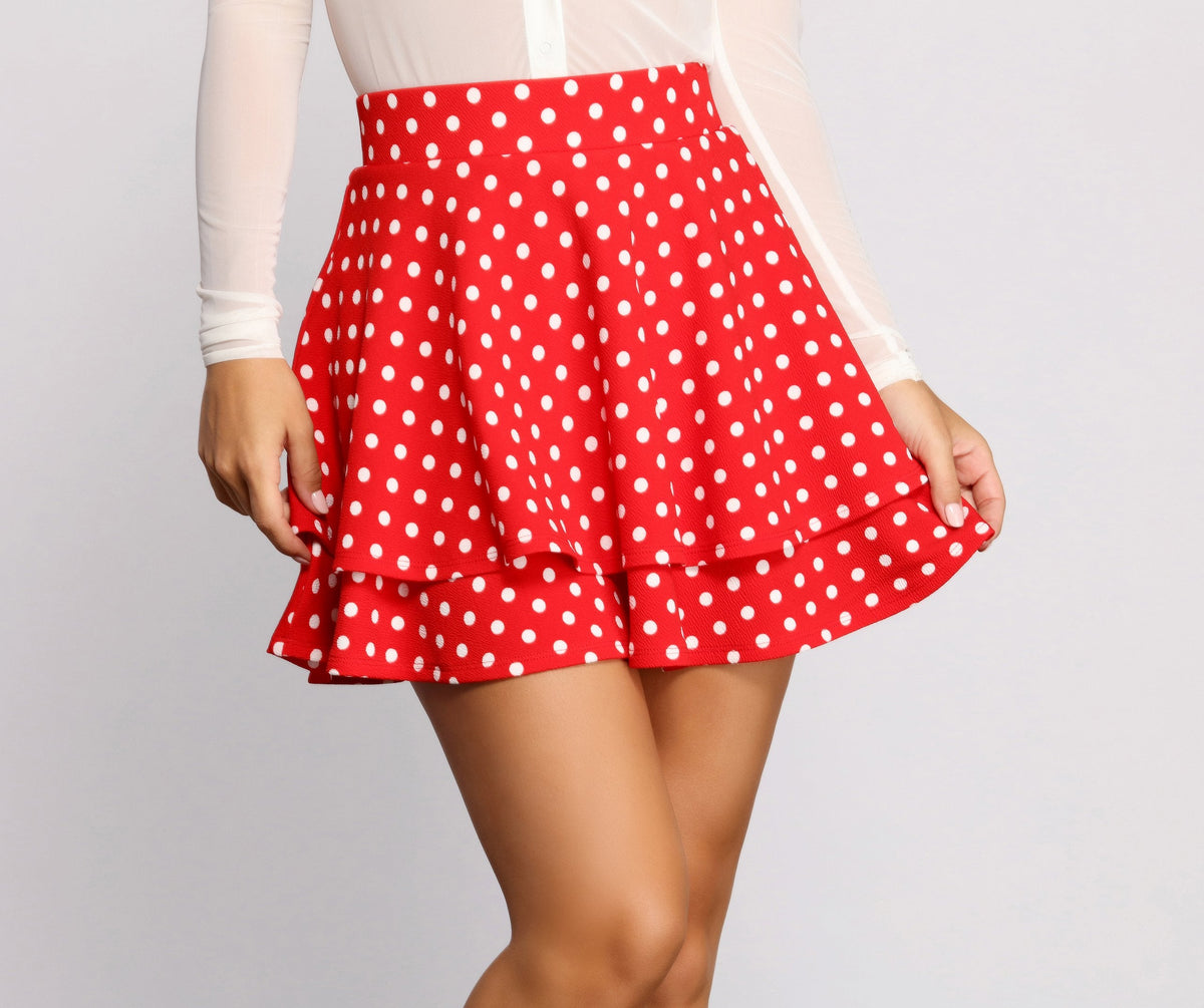 Miss Retro Mouse Polka Dot Skater Skirt - Lady Occasions