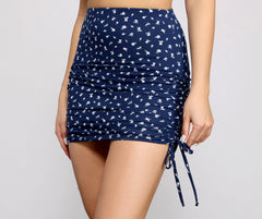 Struck By Florals Ruched Mini Skirt - Lady Occasions