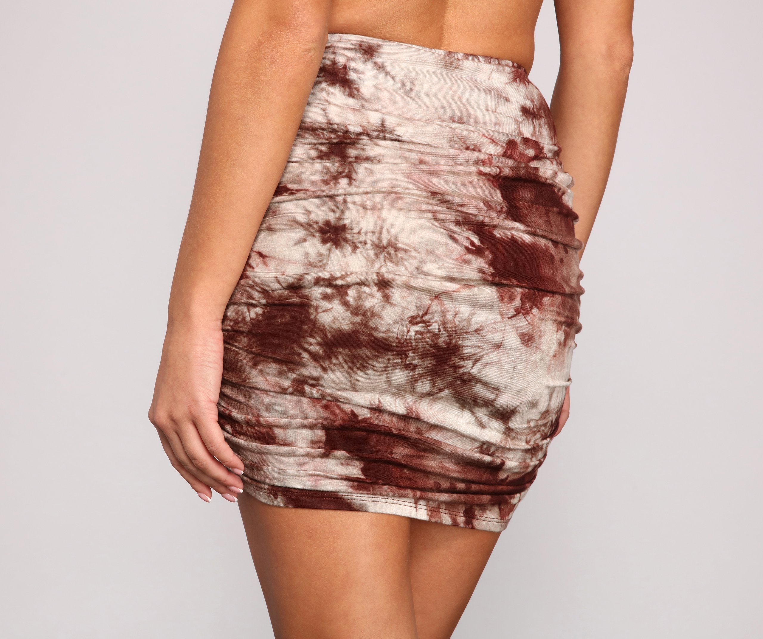 Tie Dye Love Ruched Mini Skirt - Lady Occasions