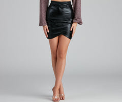 Chic Babe Liquid Leather Wrap Mini Skirt - Lady Occasions