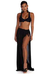 Tie Waist Mesh Maxi Skirt - Lady Occasions