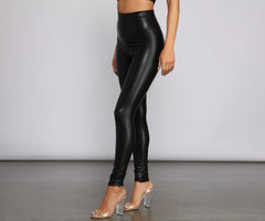 High Waist Faux Leather Leggings - Lady Occasions