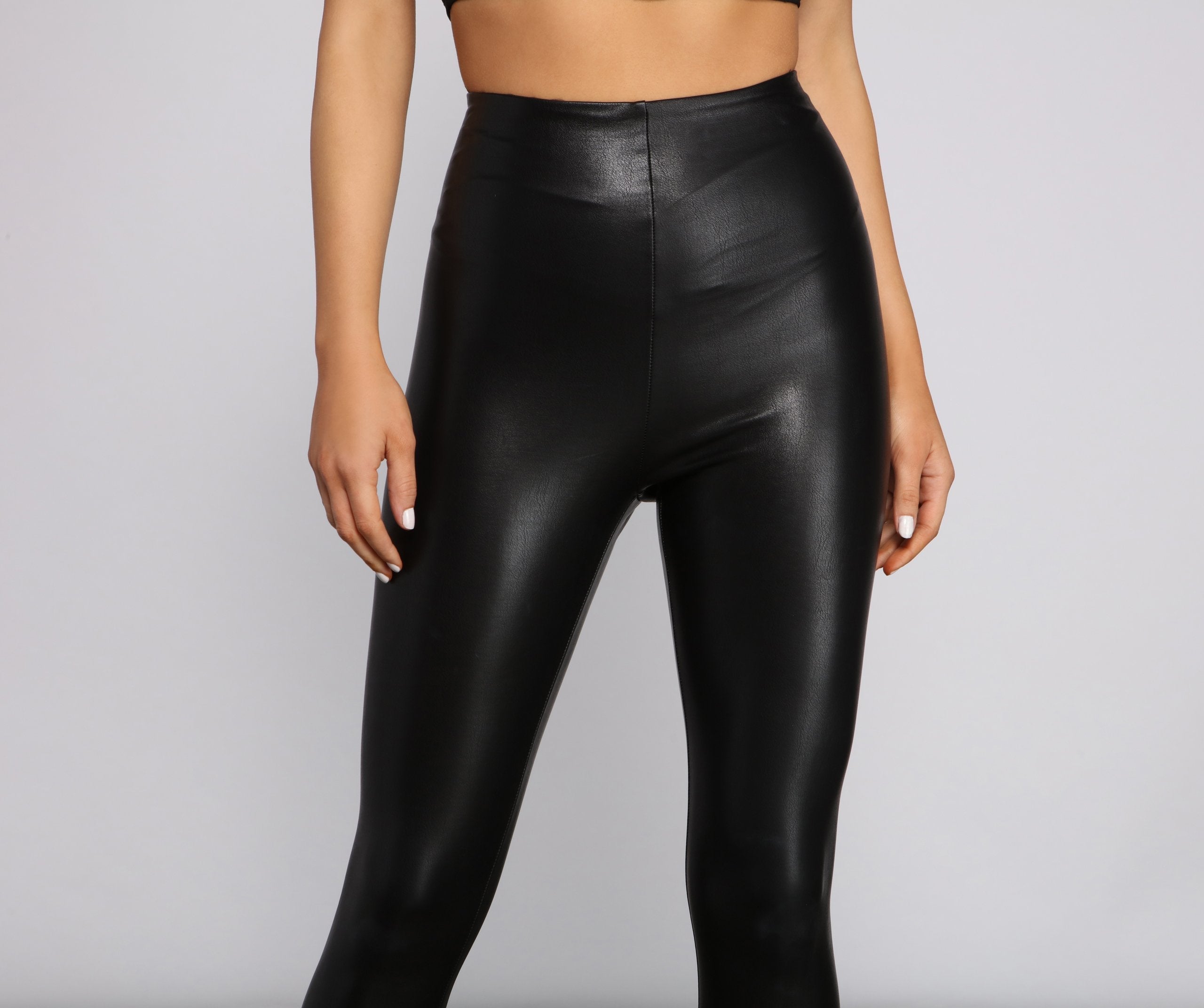 High Waist Faux Leather Leggings - Lady Occasions
