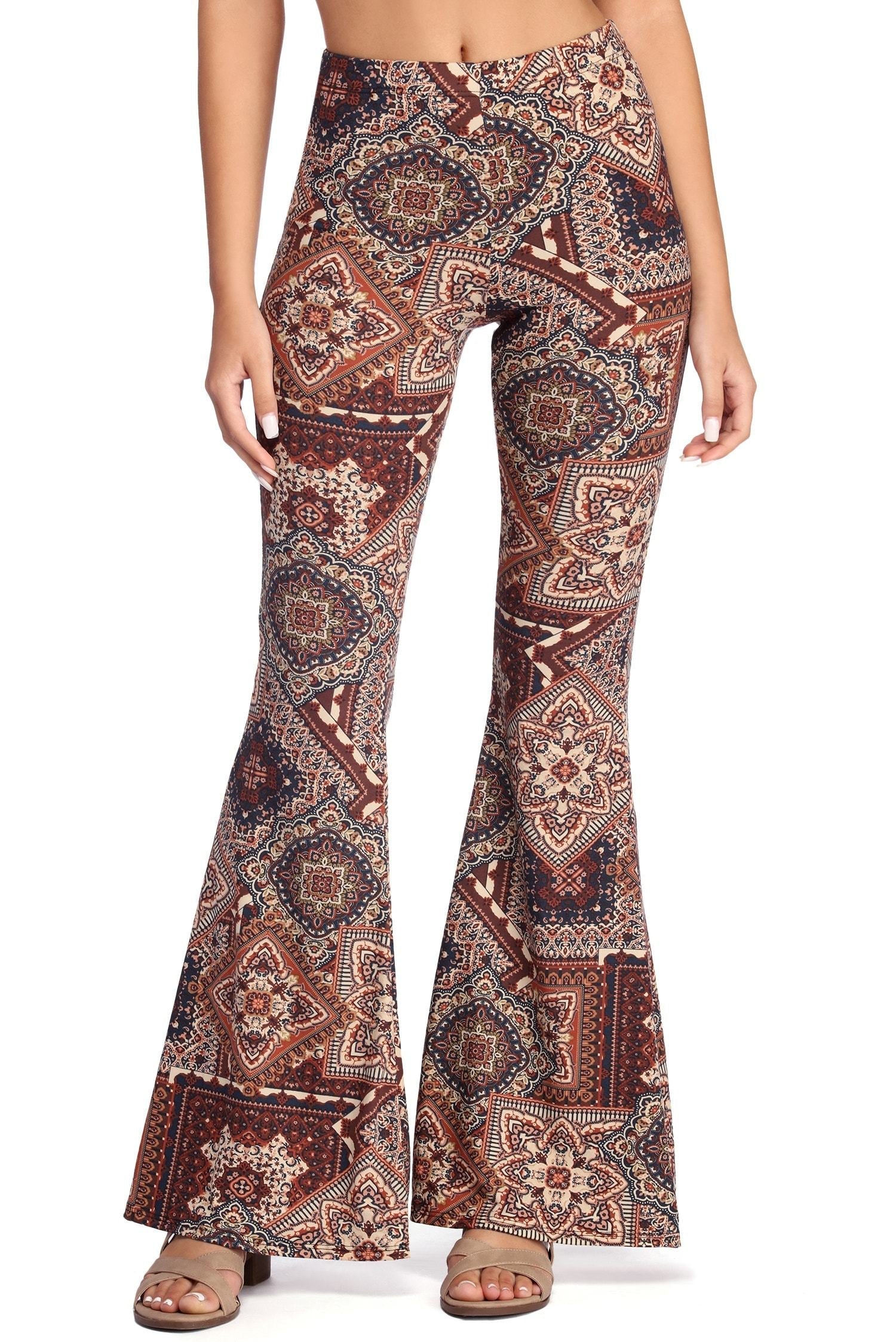 Boho Wanderer Paisley Flared Pants - Lady Occasions