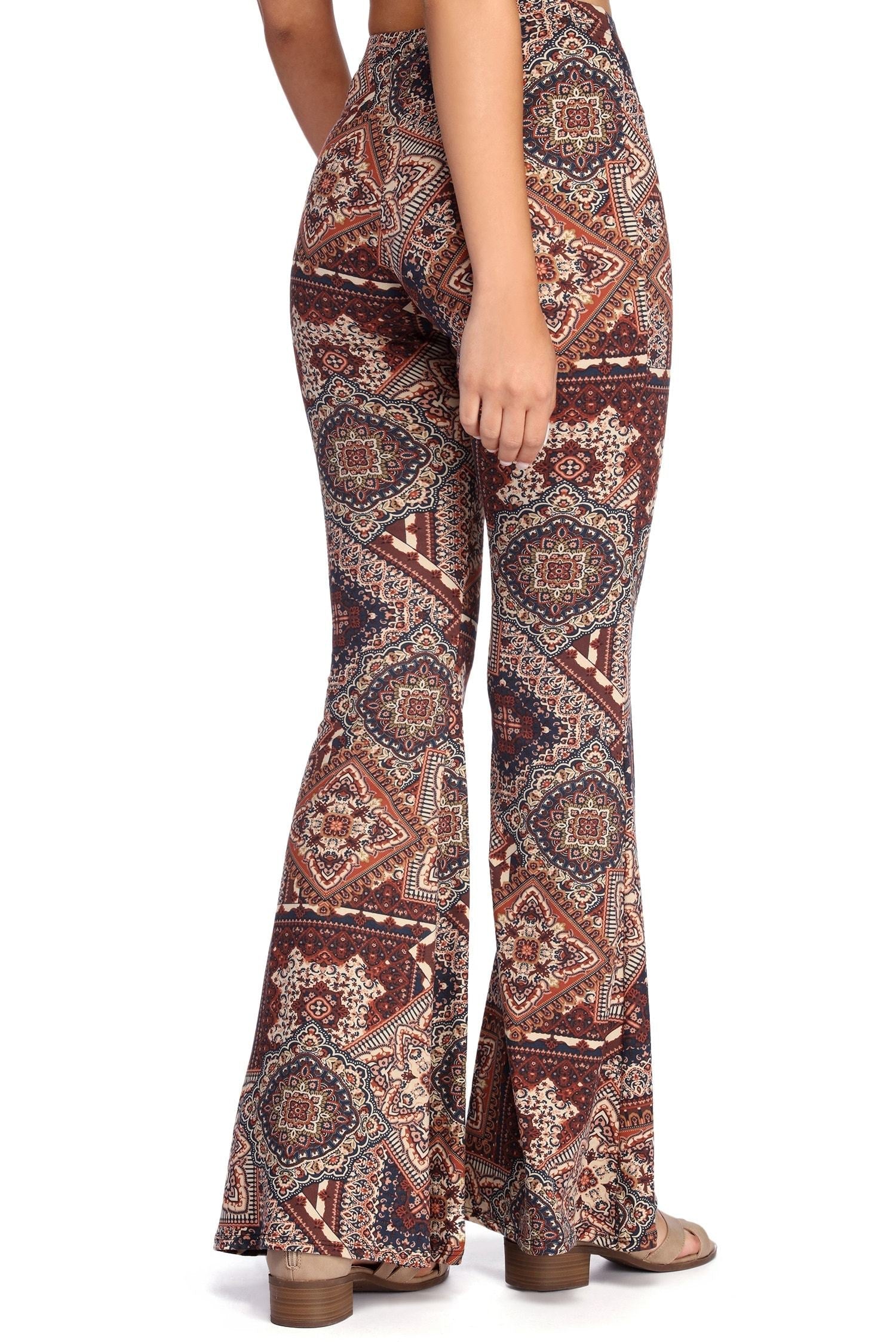 Boho Wanderer Paisley Flared Pants - Lady Occasions