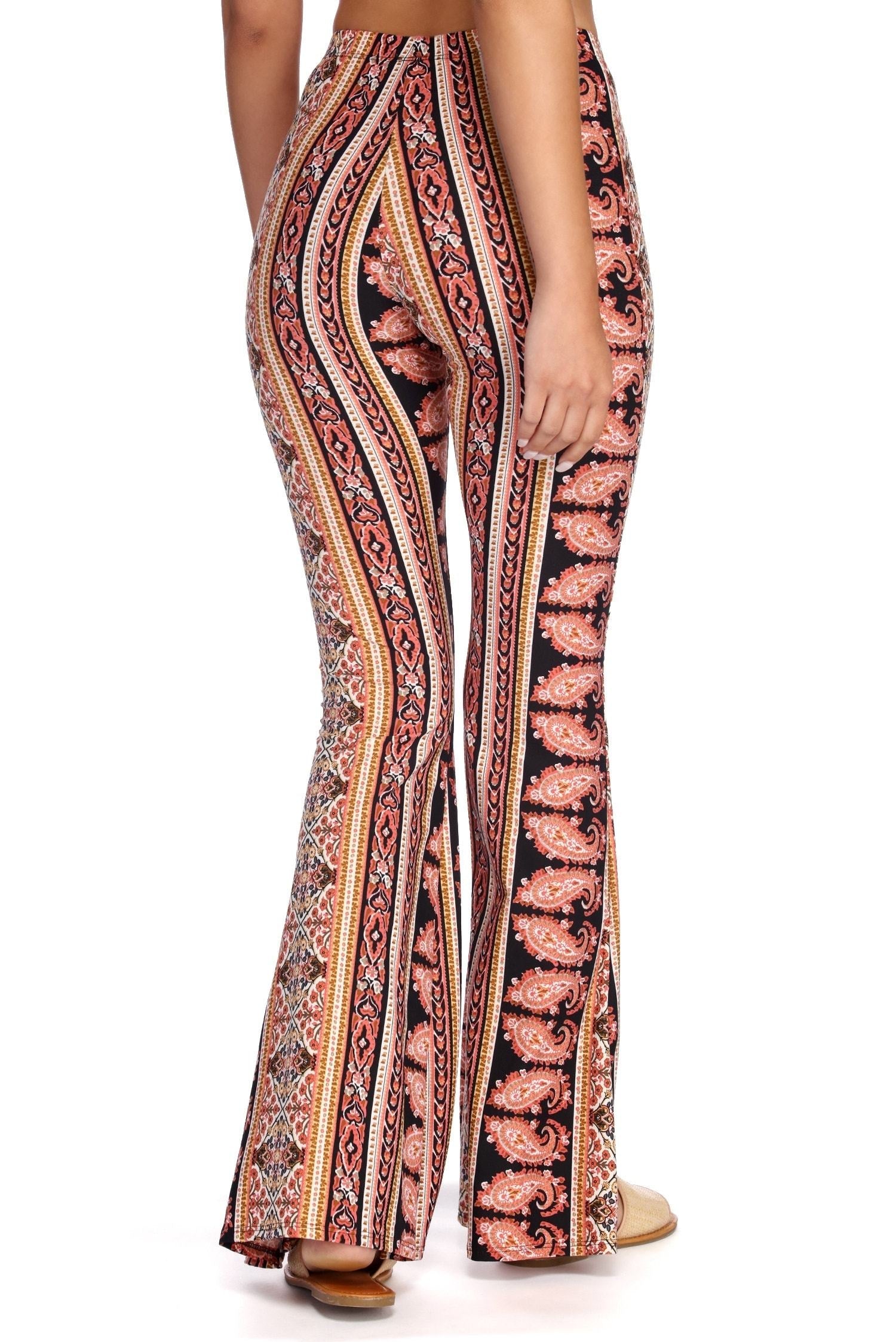 Boho Wanderer Paisley Flared Pants - Lady Occasions