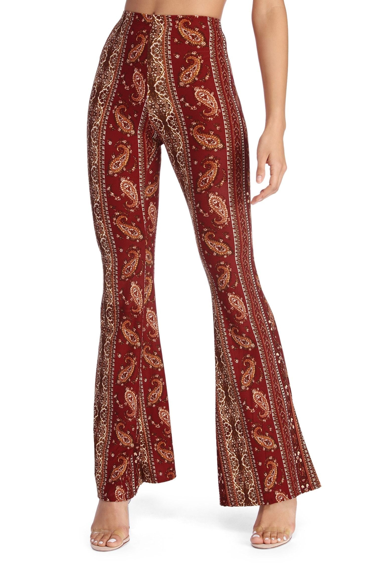 Boho Wanderer Paisley Flared Pants - Lady Occasions