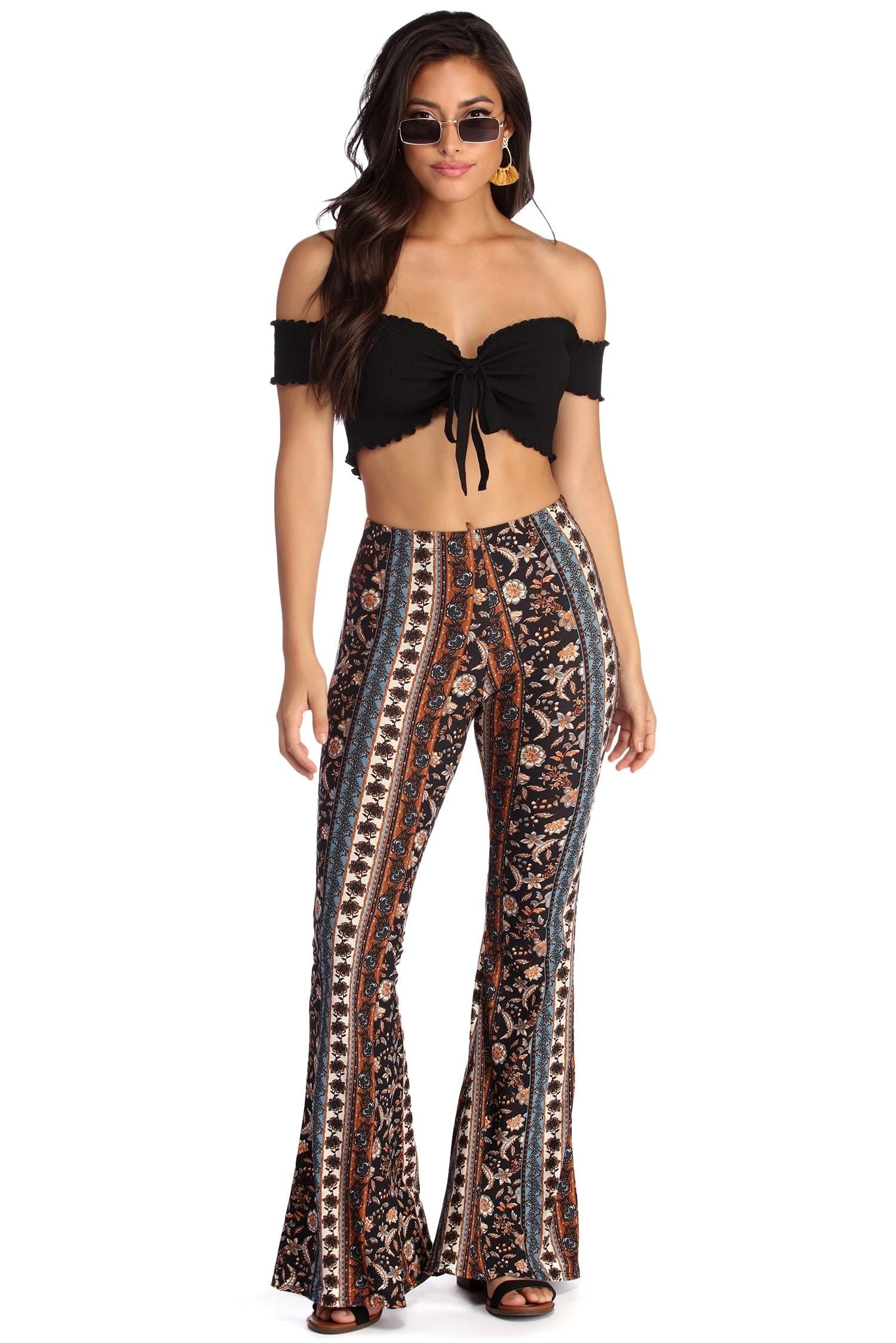 Boho Wanderer Paisley Flared Pants - Lady Occasions