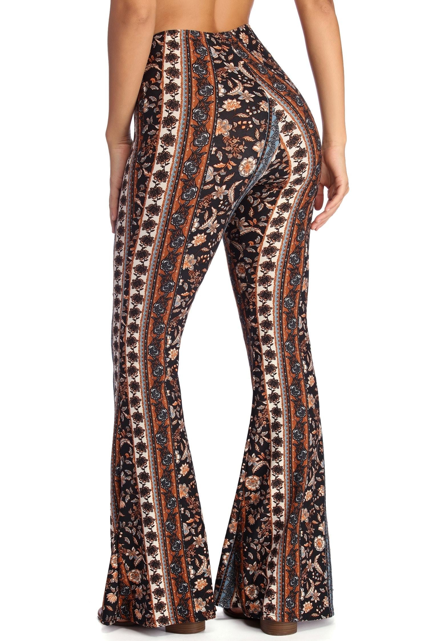 Boho Wanderer Paisley Flared Pants - Lady Occasions