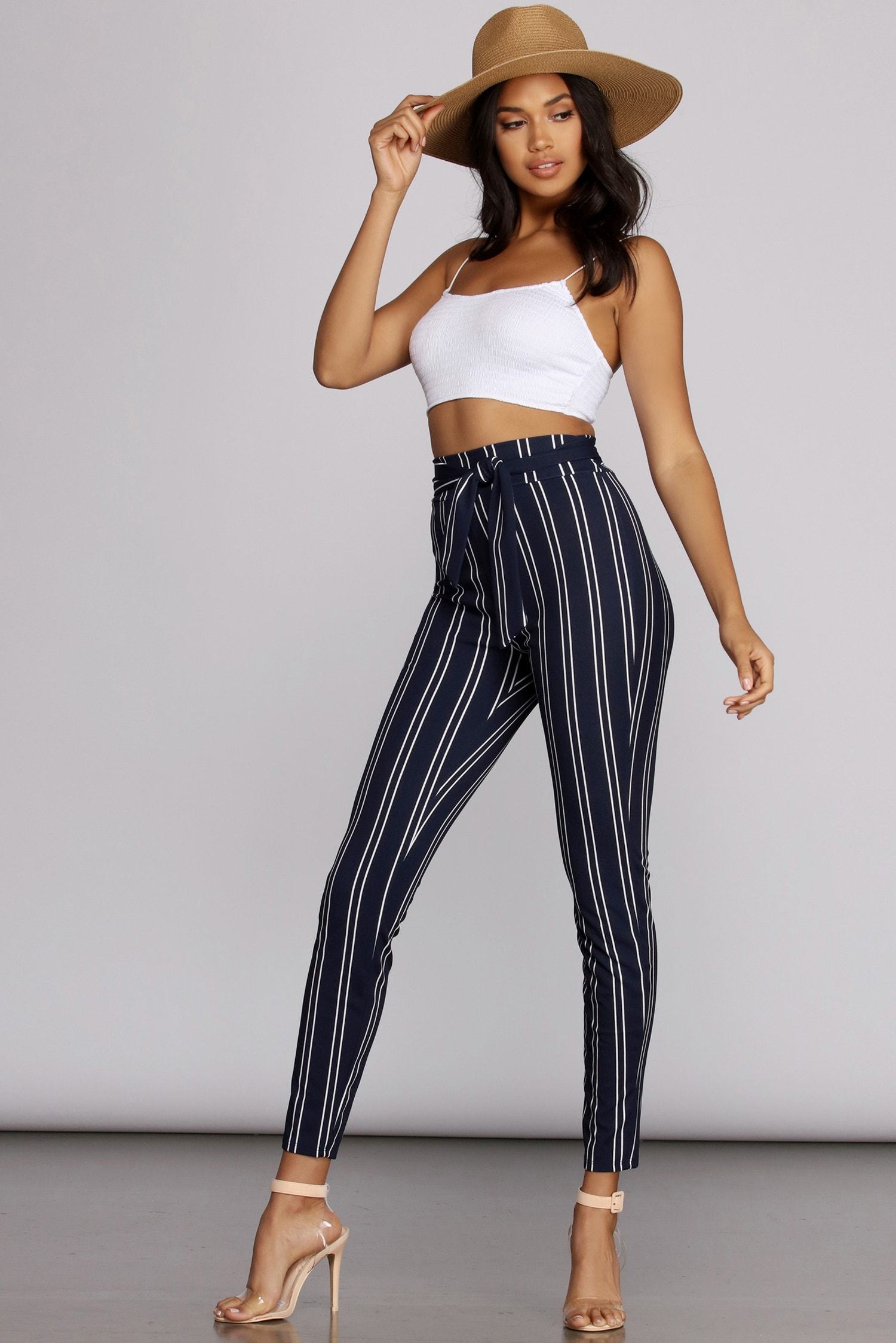 Tied In Pinstripes Pants - Lady Occasions