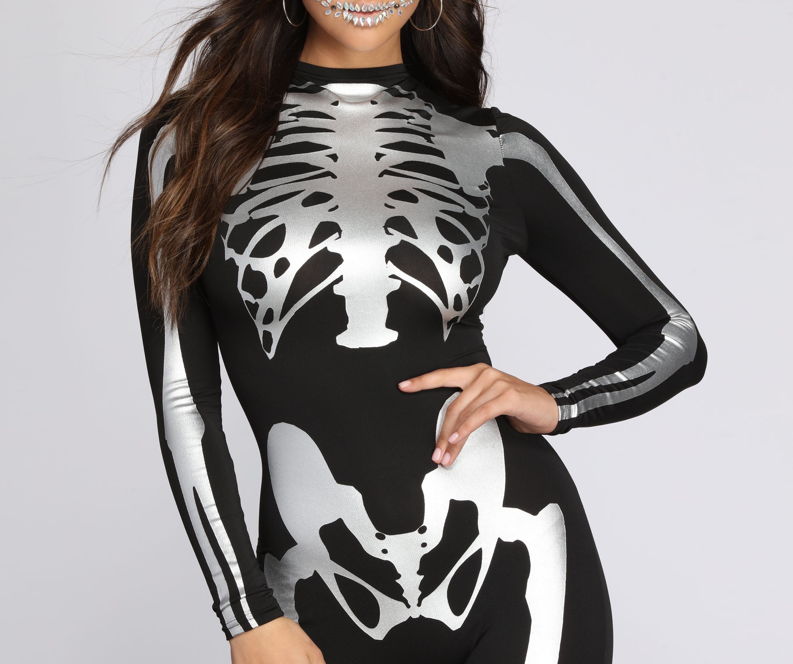 Bad To The Bone Metallic Catsuit - Lady Occasions