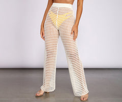 High Waist Wide Leg Crochet Pants - Lady Occasions