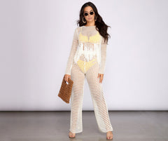 High Waist Wide Leg Crochet Pants - Lady Occasions