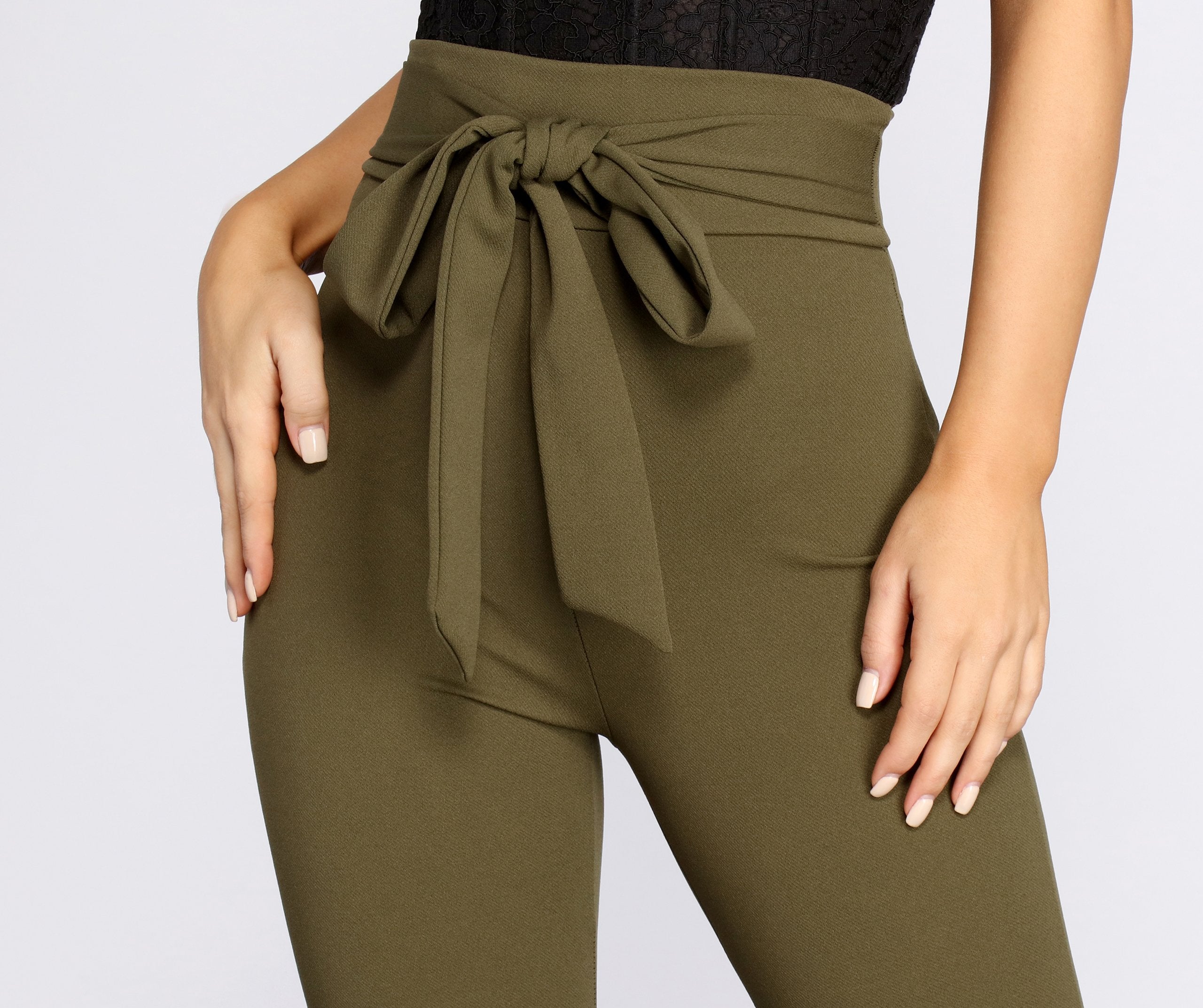 All Tied Together Crepe Twill Pants - Lady Occasions