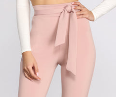 High Rise Tie Waist Skinny Pants - Lady Occasions