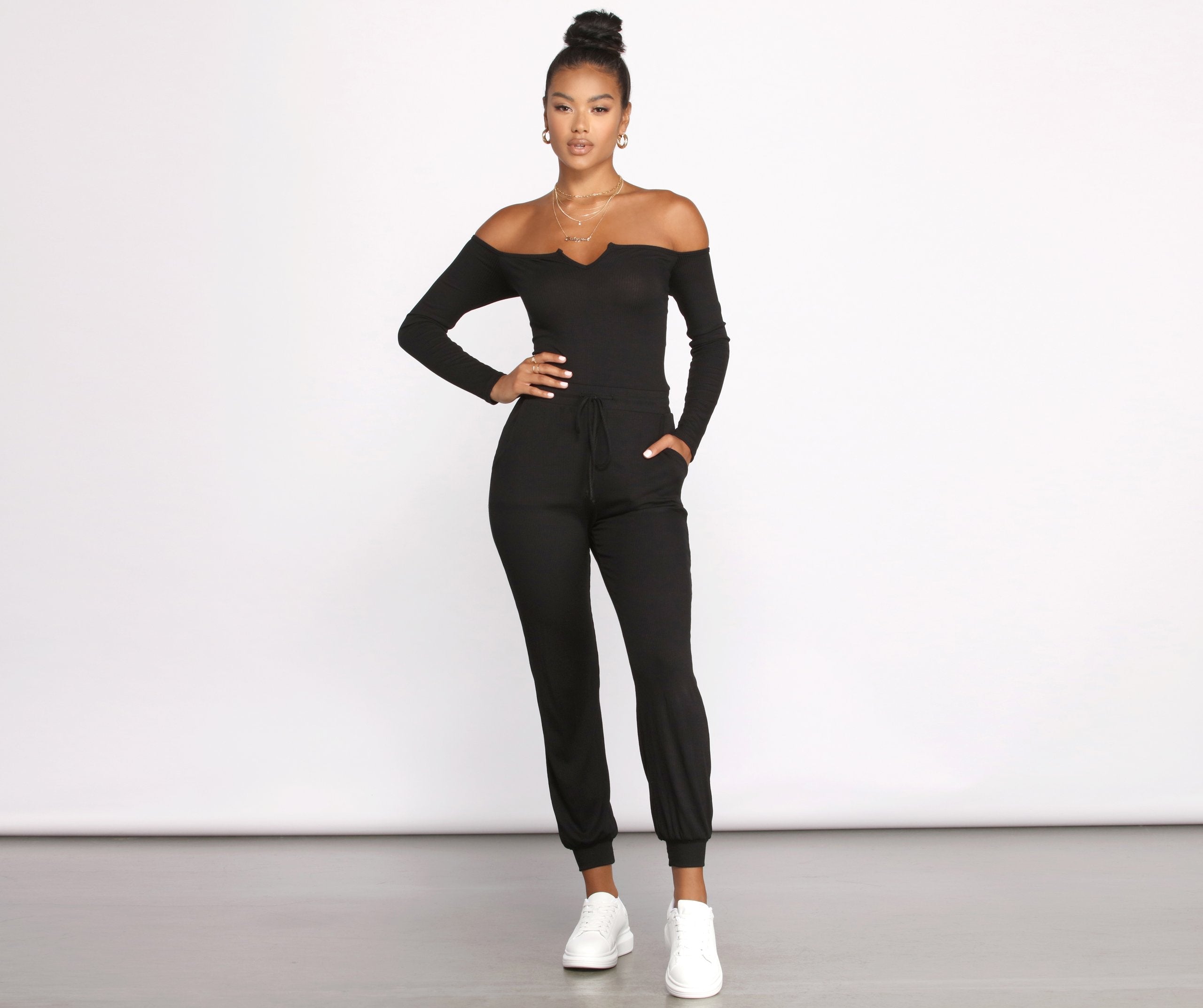 Casual Vibes Off The Shoulder Jumpsuit - Lady Occasions