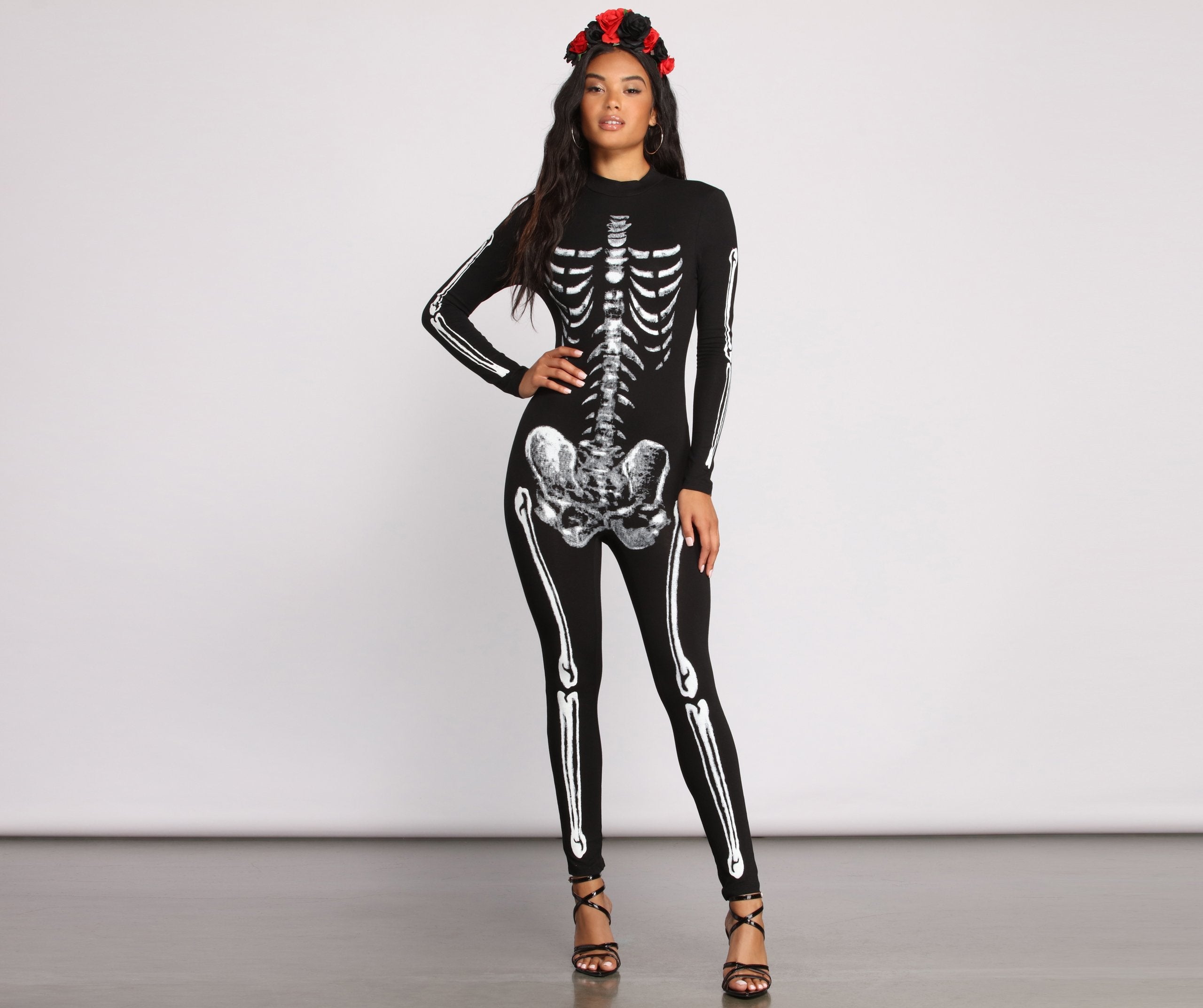 Bad to the Bone Skelton Knit Catsuit - Lady Occasions