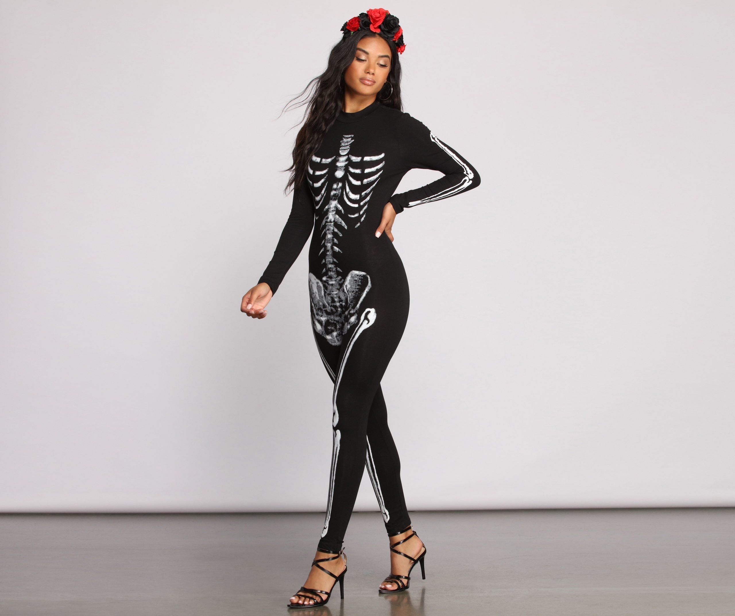 Bad to the Bone Skelton Knit Catsuit - Lady Occasions