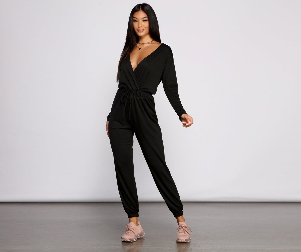 Casual Mood Surplice Jogger Jumpsuit - Lady Occasions