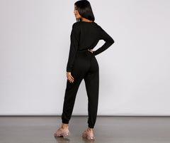 Casual Mood Surplice Jogger Jumpsuit - Lady Occasions