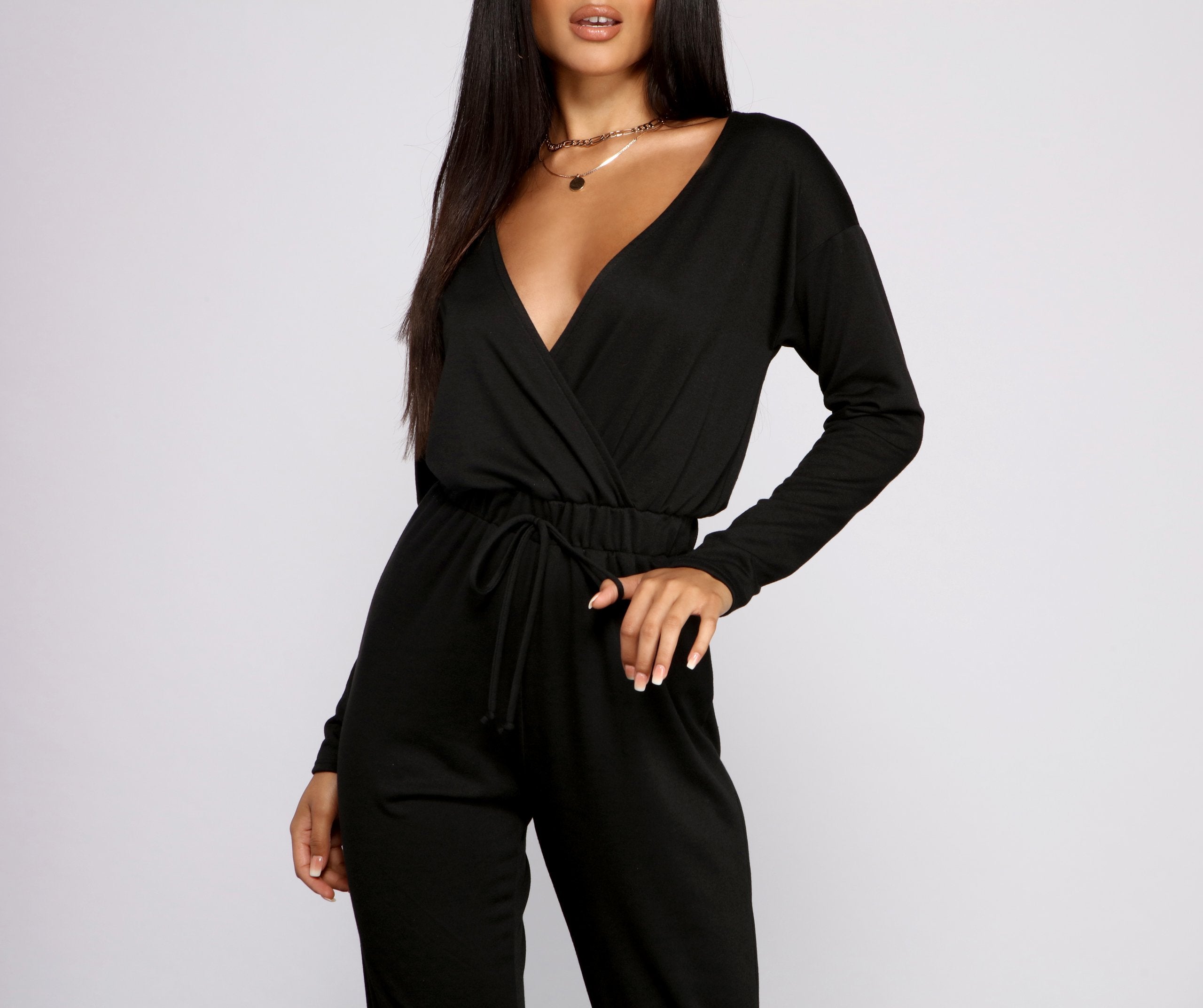 Casual Mood Surplice Jogger Jumpsuit - Lady Occasions