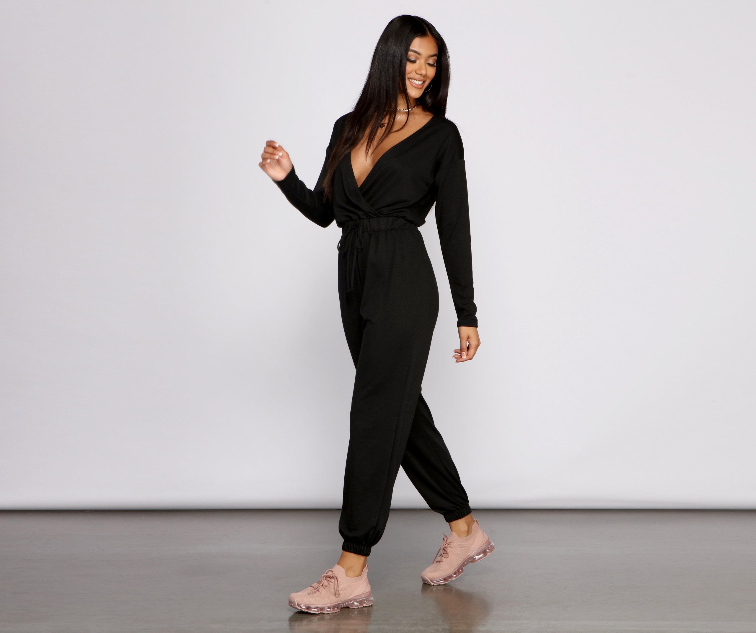 Casual Mood Surplice Jogger Jumpsuit - Lady Occasions