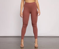 Keeping Knit Casual High Waist Leggings - Lady Occasions