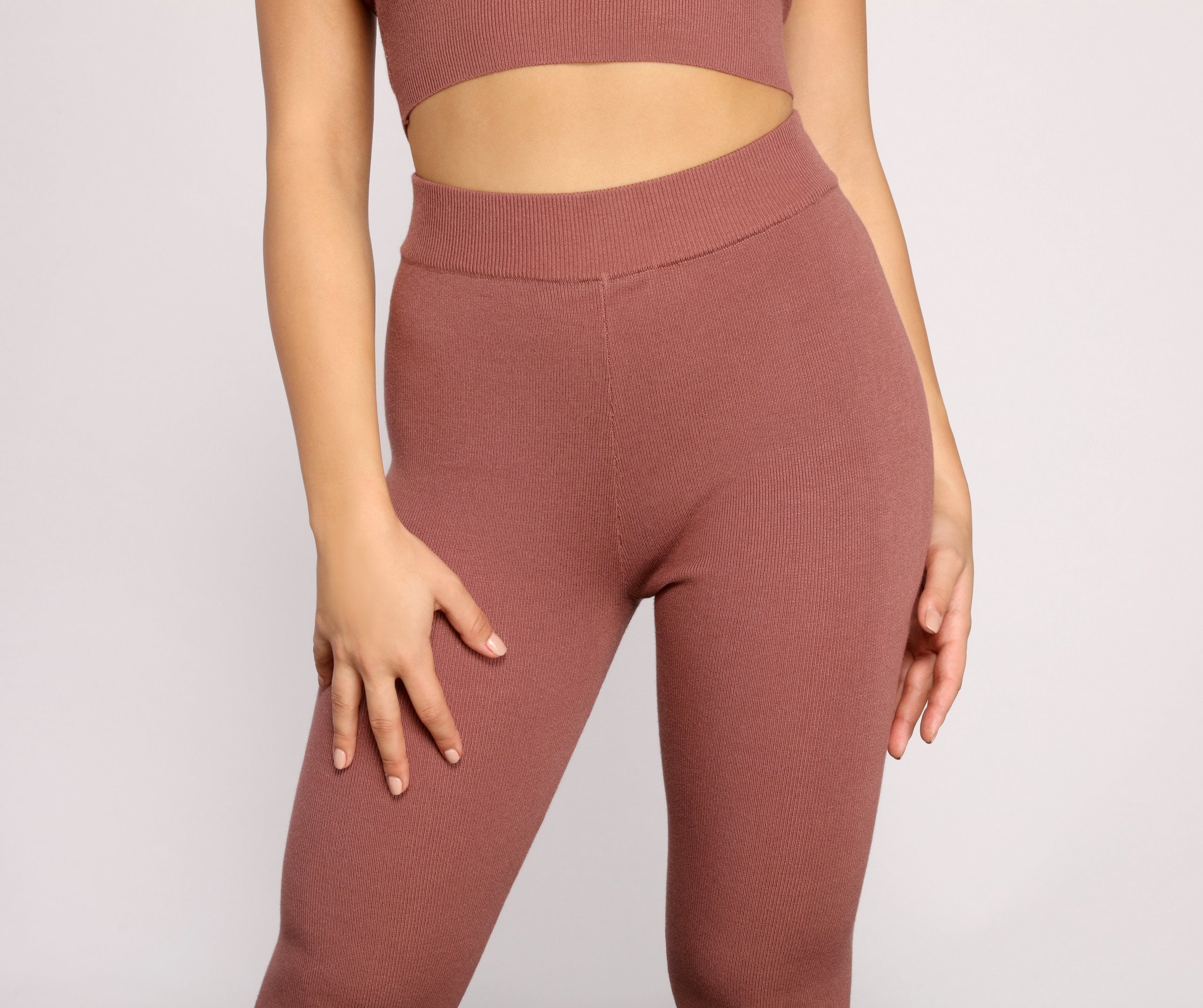 Keeping Knit Casual High Waist Leggings - Lady Occasions