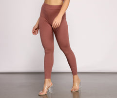 Keeping Knit Casual High Waist Leggings - Lady Occasions