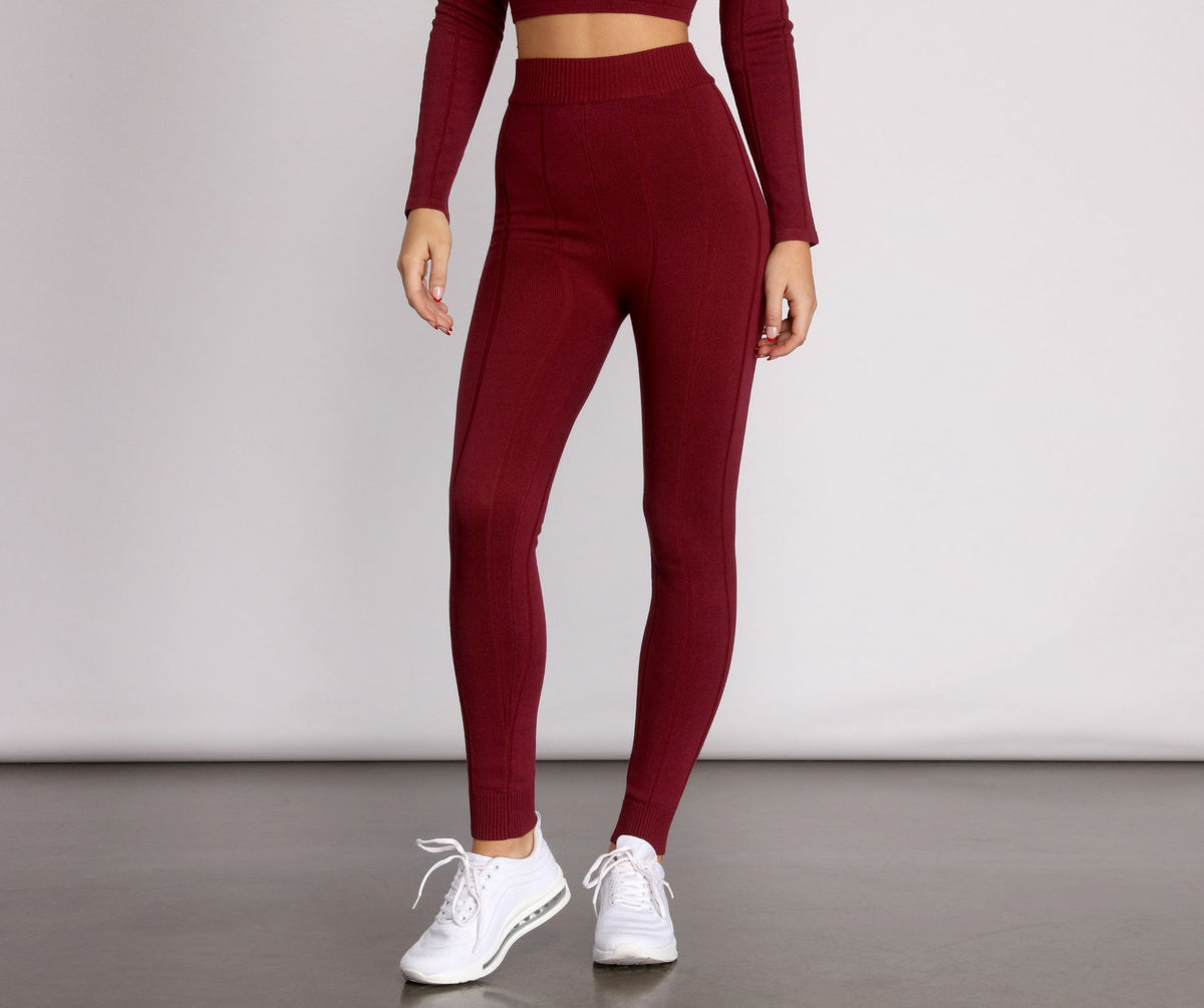 Basic High Waist Ribbed Leggings - Lady Occasions