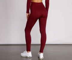 Basic High Waist Ribbed Leggings - Lady Occasions