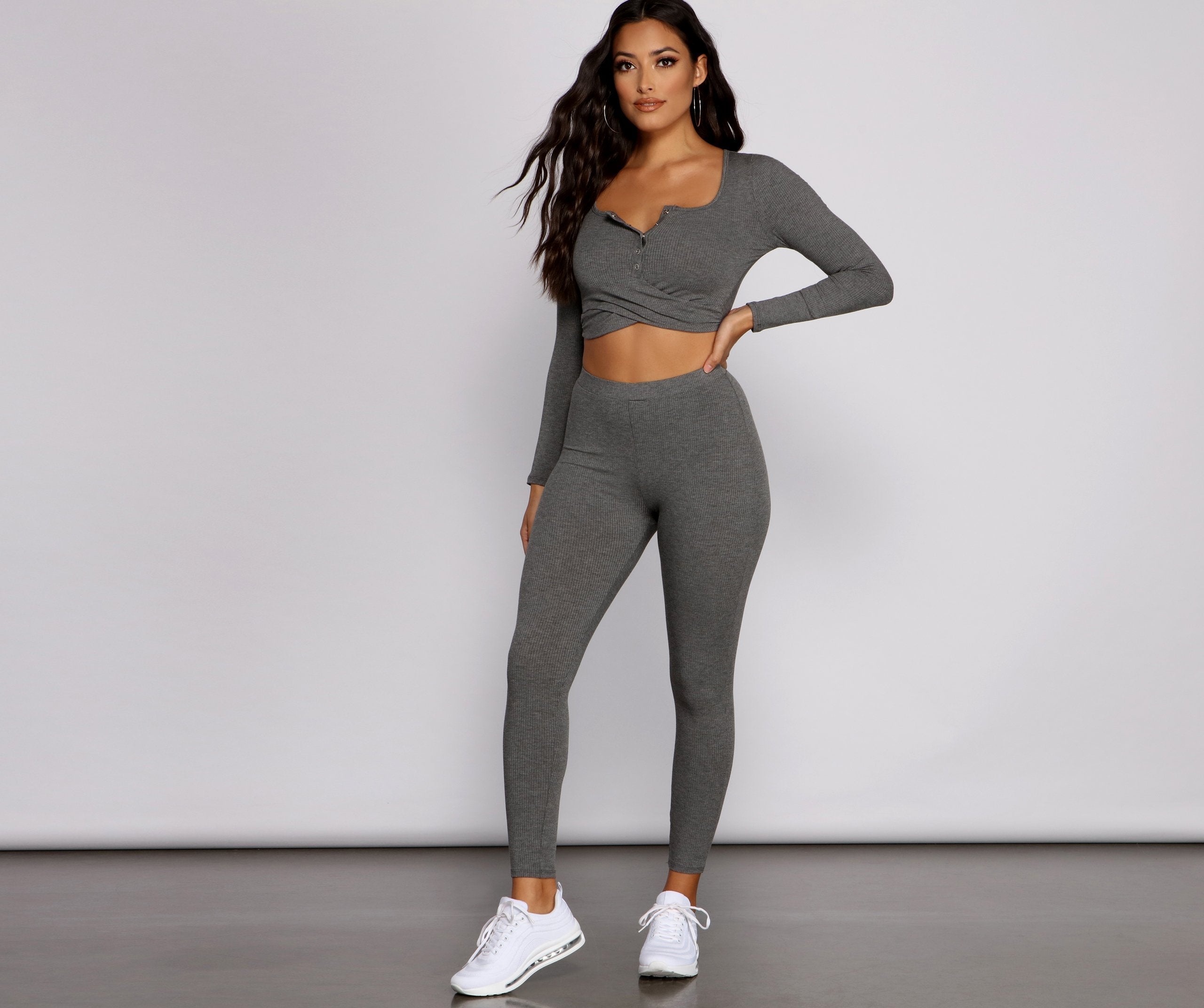 Ribbed Knit High Waist Leggings - Lady Occasions