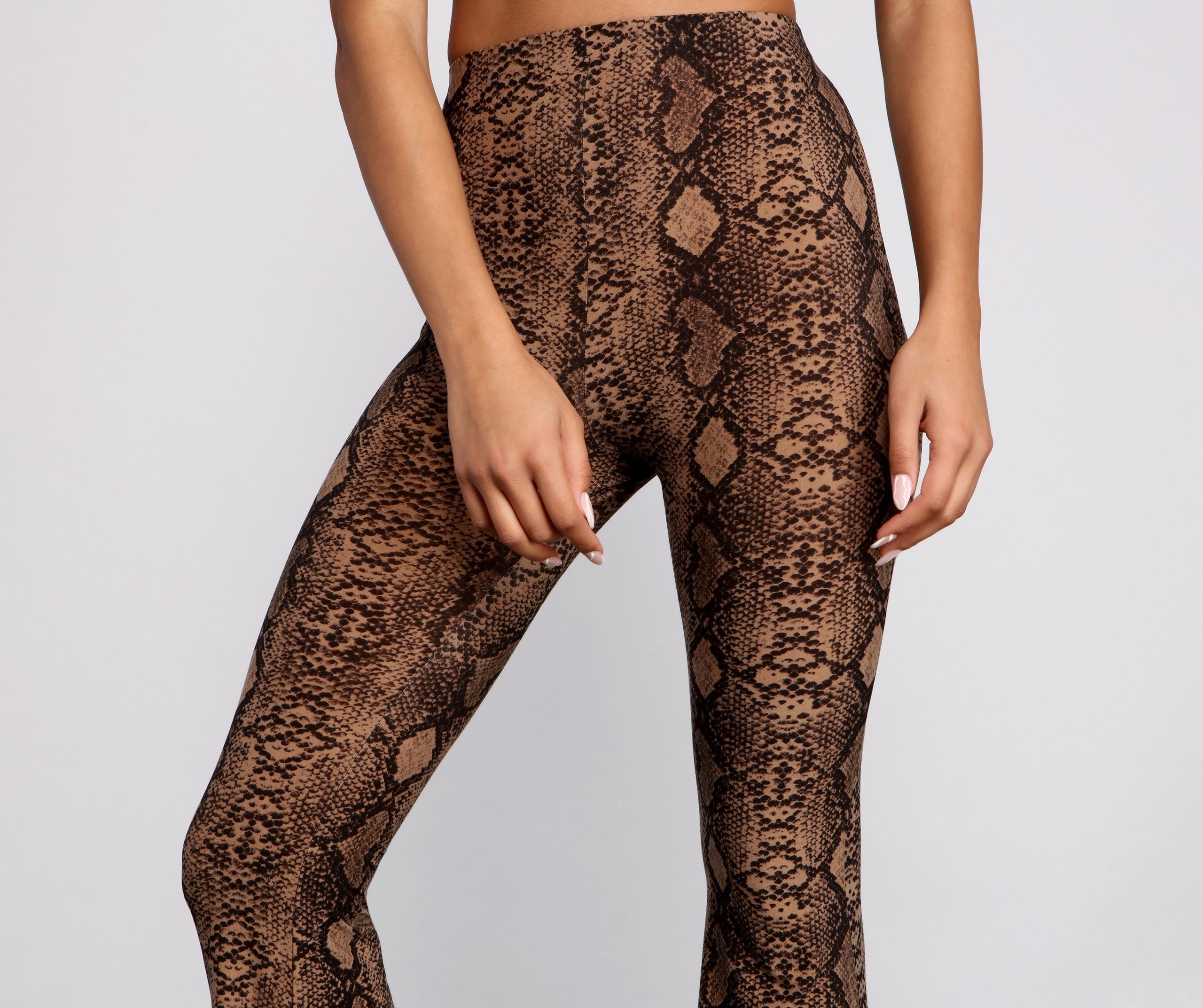 Charming And Chic Snake Print Flared Pants - Lady Occasions