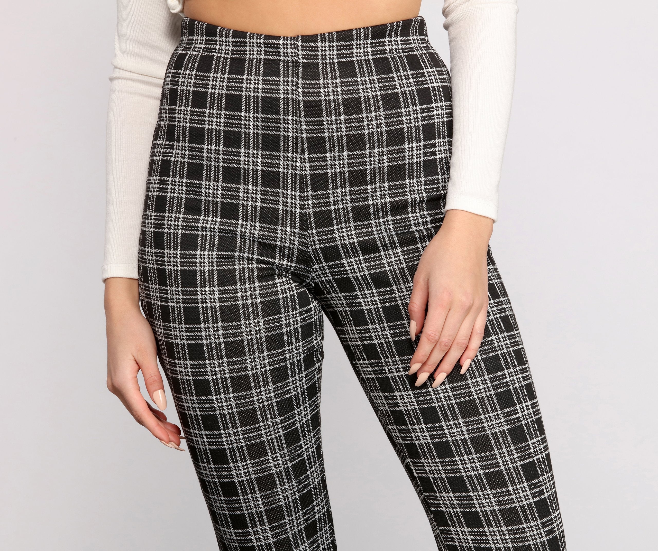 Preppy Plaid Skinny Pants - Lady Occasions