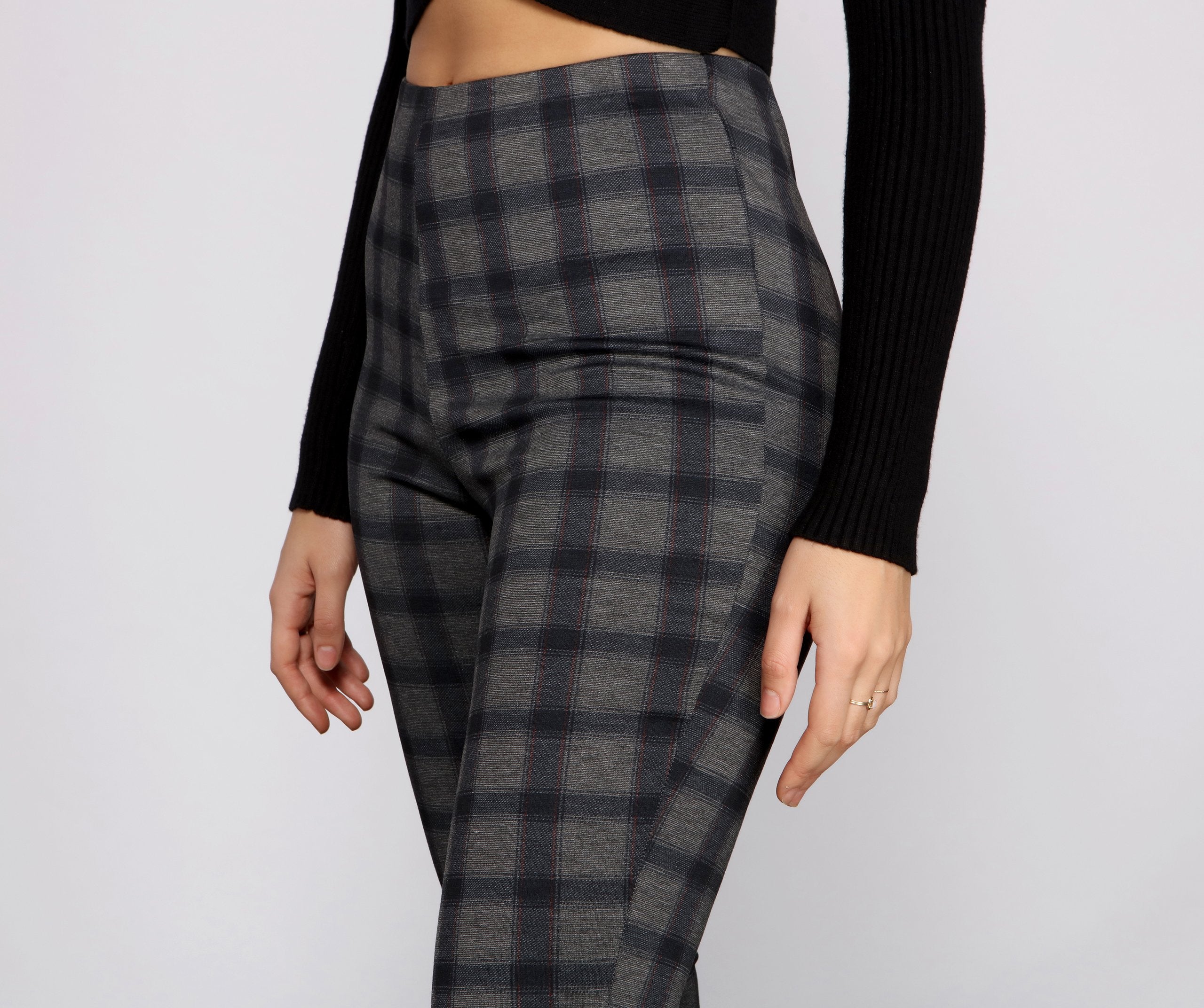 The One High Waist Plaid Pants - Lady Occasions