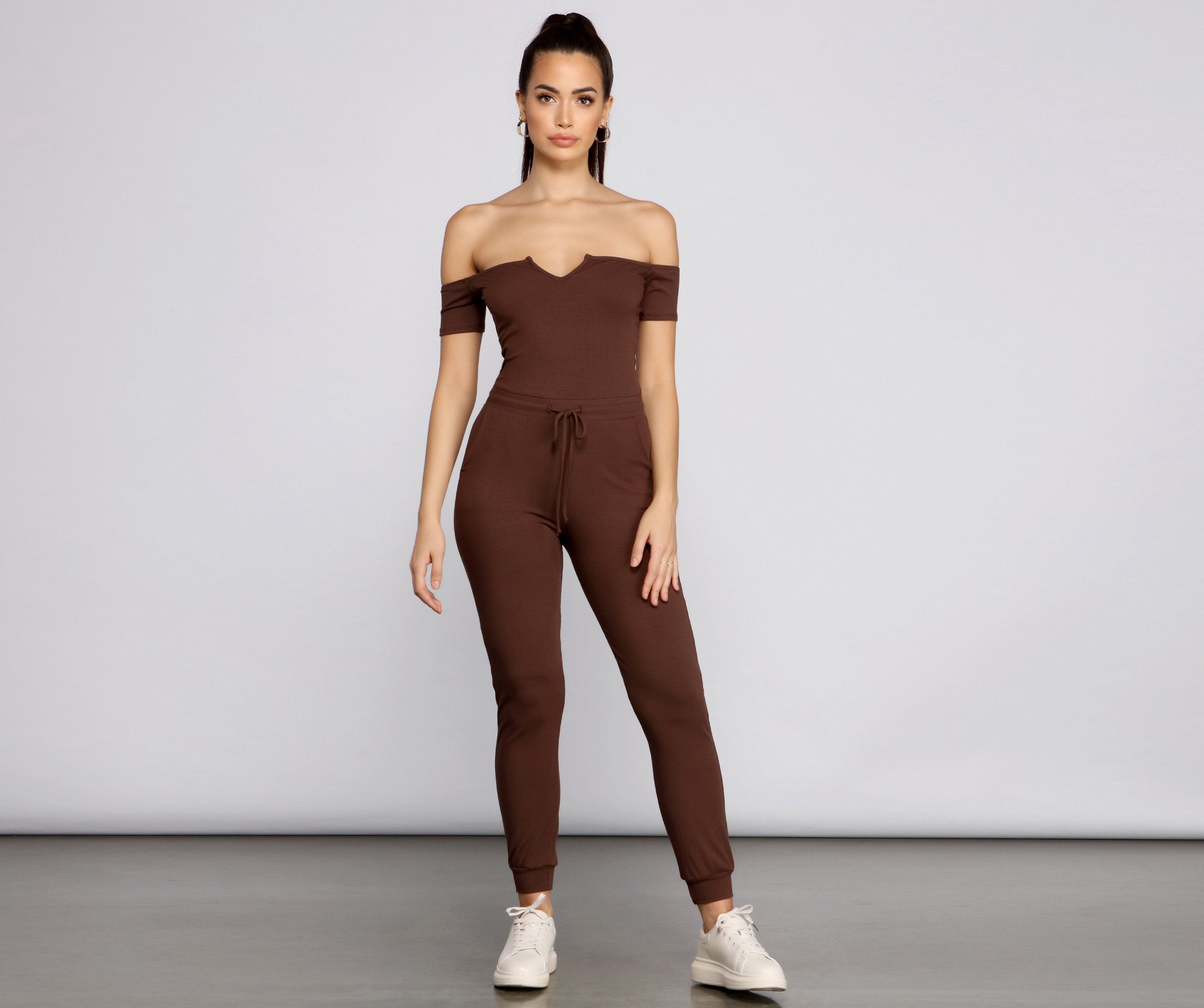 Casual Moment Off The Shoulder Catsuit - Lady Occasions