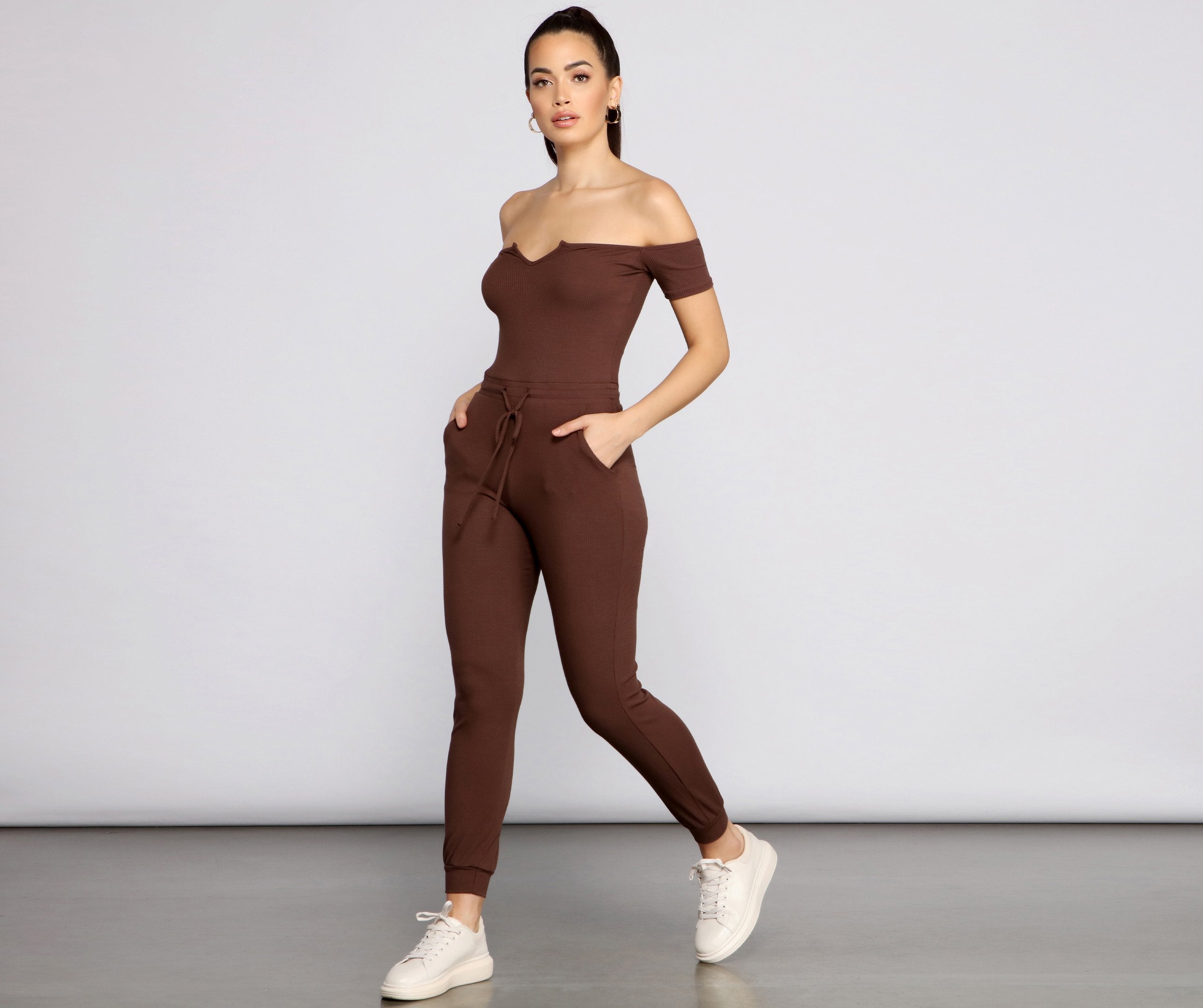 Casual Moment Off The Shoulder Catsuit - Lady Occasions