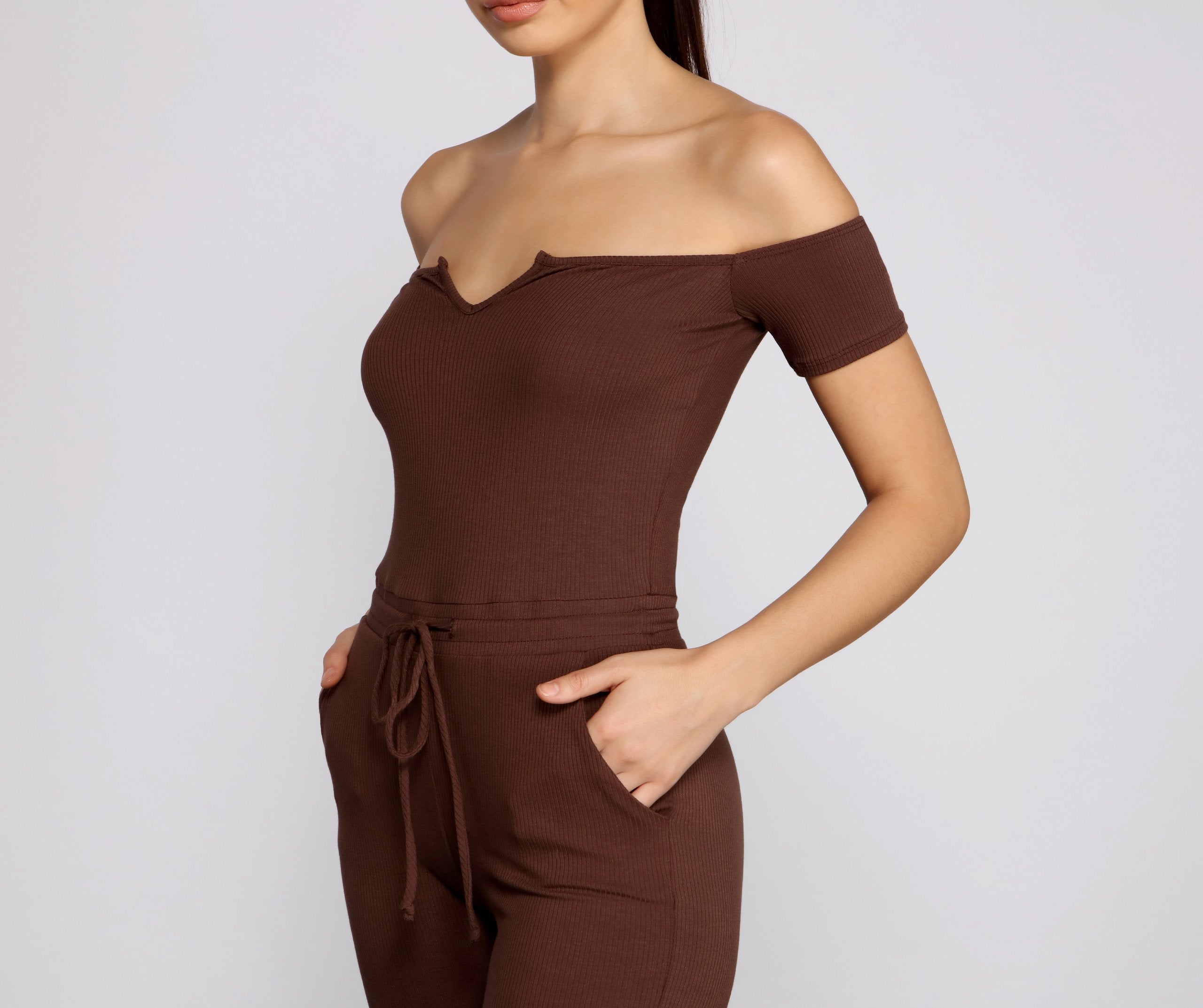 Casual Moment Off The Shoulder Catsuit - Lady Occasions