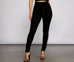 High Waist Skinny Ponte Knit Pants - Lady Occasions