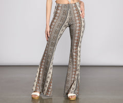 Bohemian Vibes Flared Elephant Print Pants - Lady Occasions