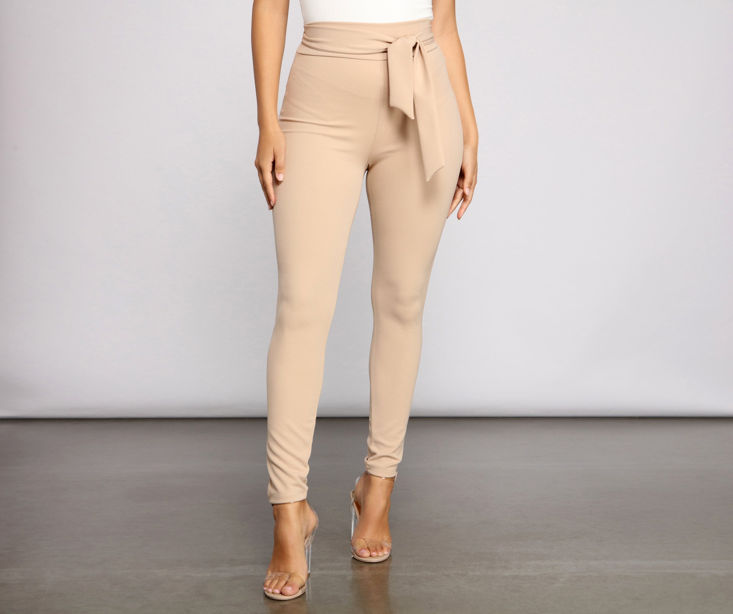 Dressy And Chic Tie-Waist Skinny Pants - Lady Occasions