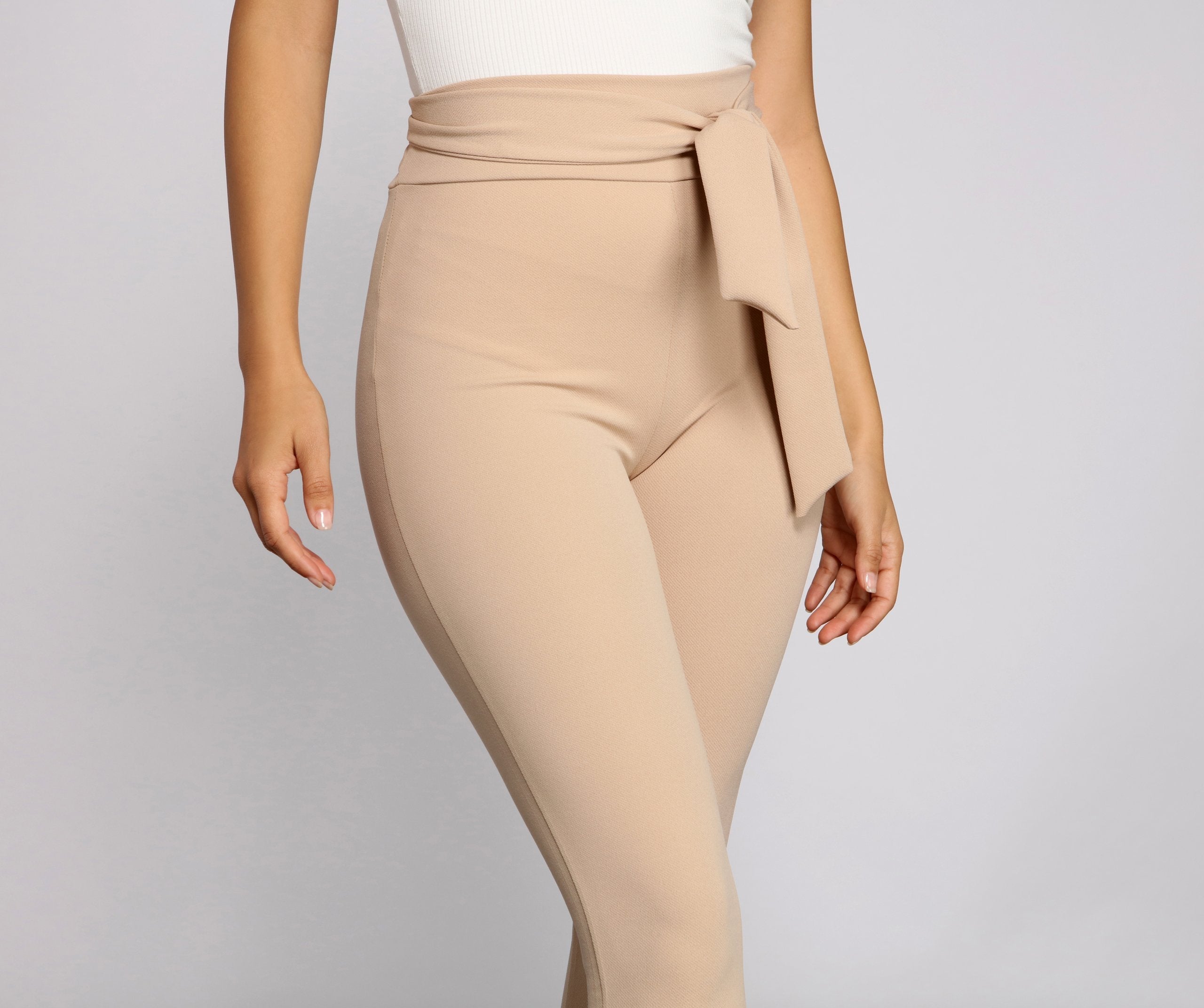 Dressy And Chic Tie-Waist Skinny Pants - Lady Occasions