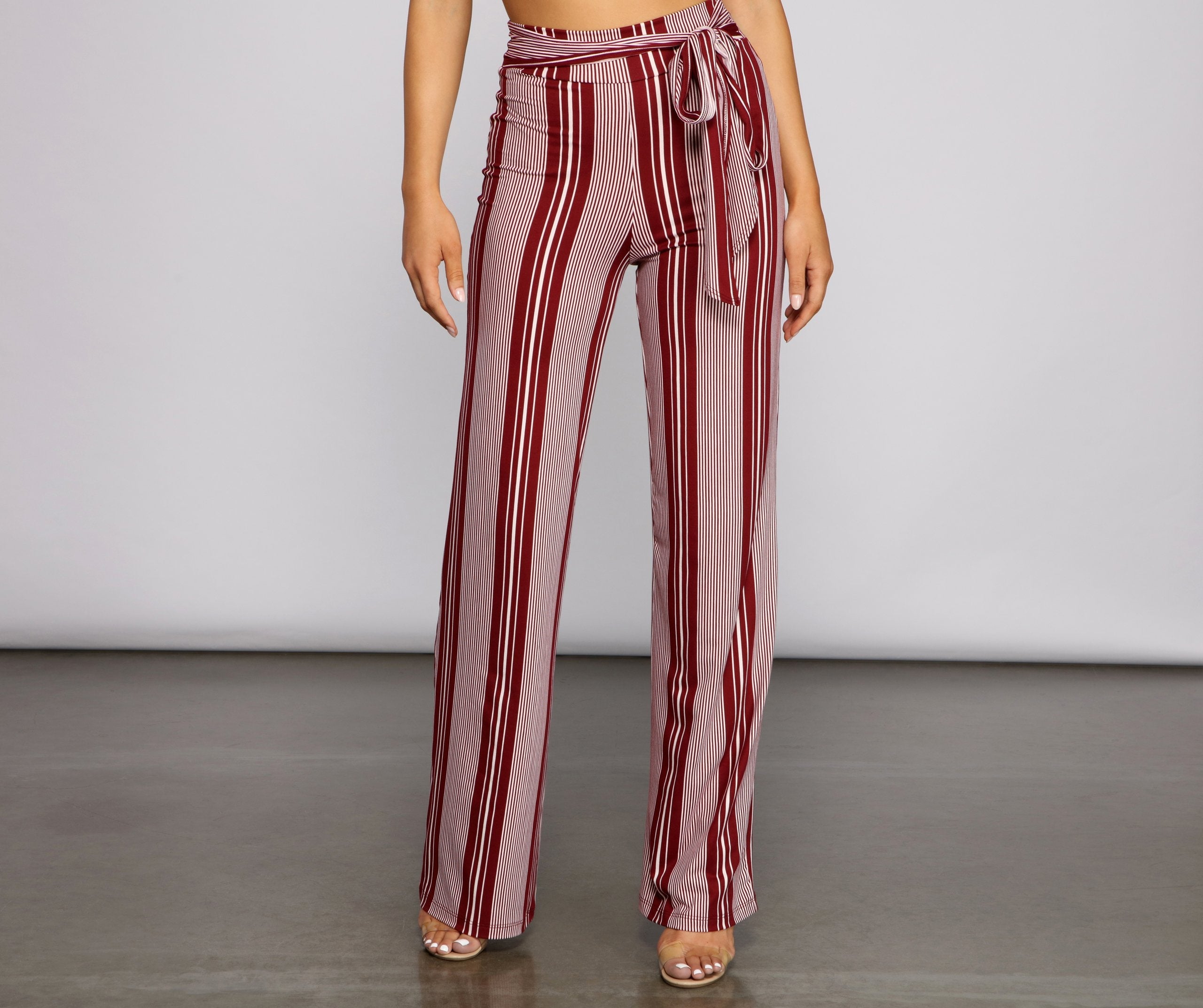 Sassy Striped Wide-Leg Pants - Lady Occasions