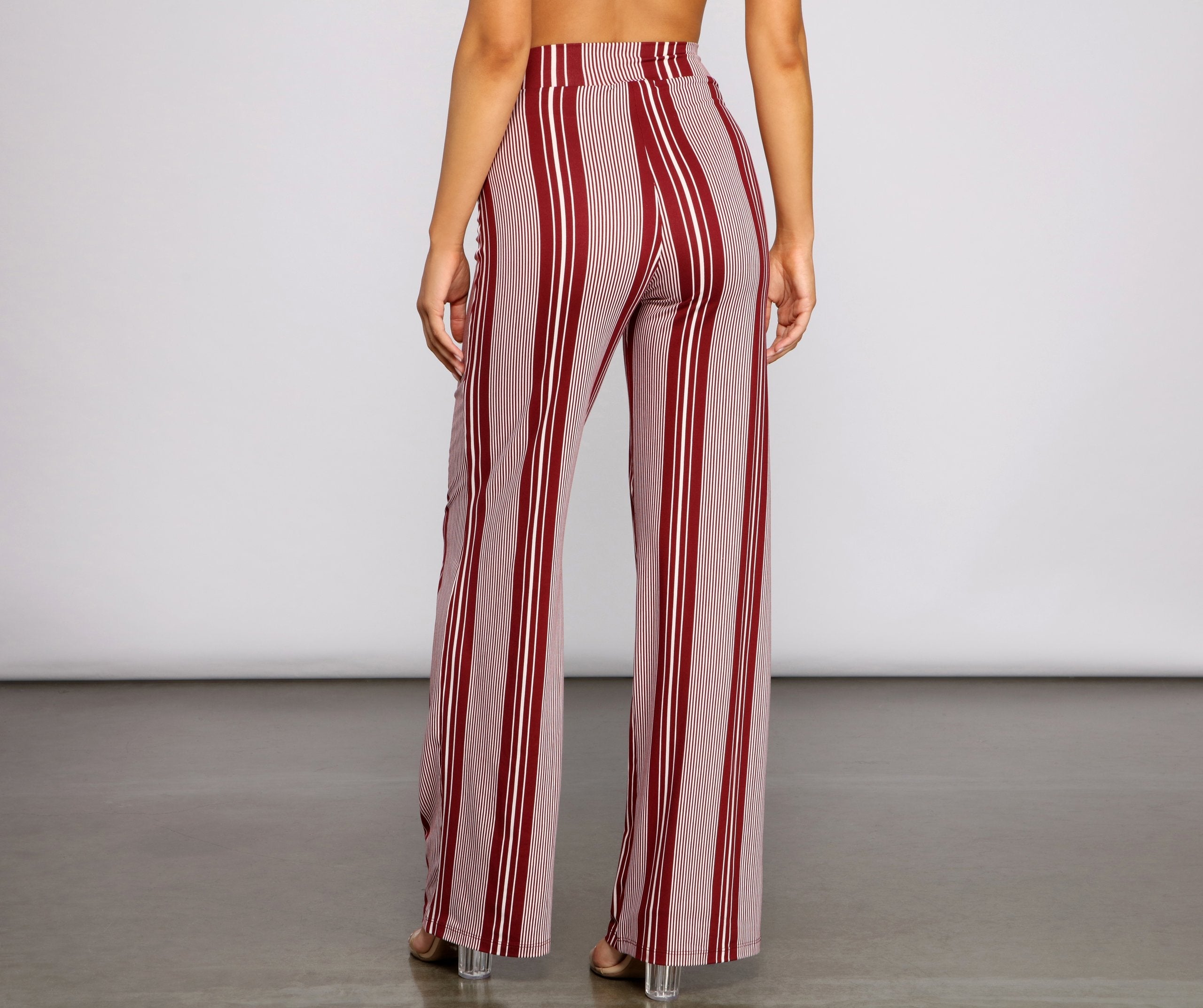 Sassy Striped Wide-Leg Pants - Lady Occasions