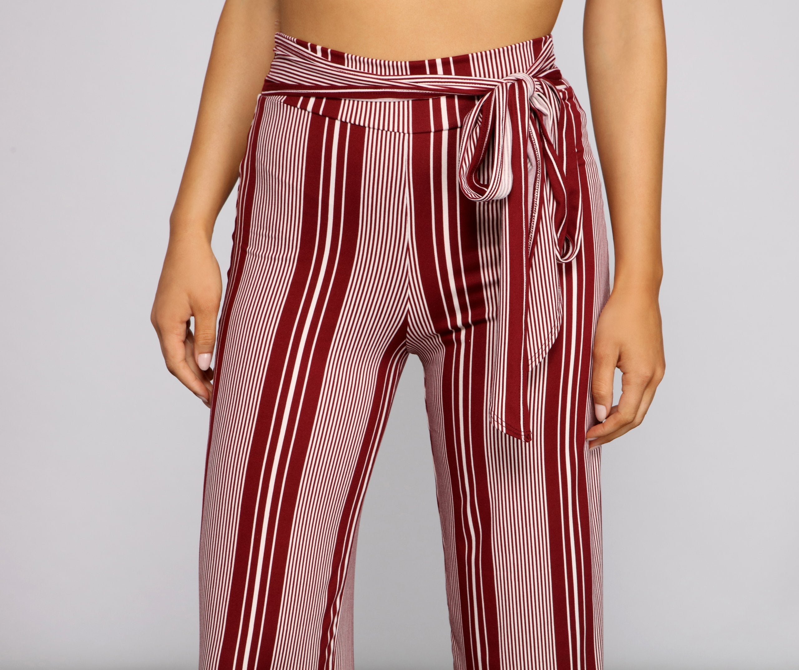 Sassy Striped Wide-Leg Pants - Lady Occasions