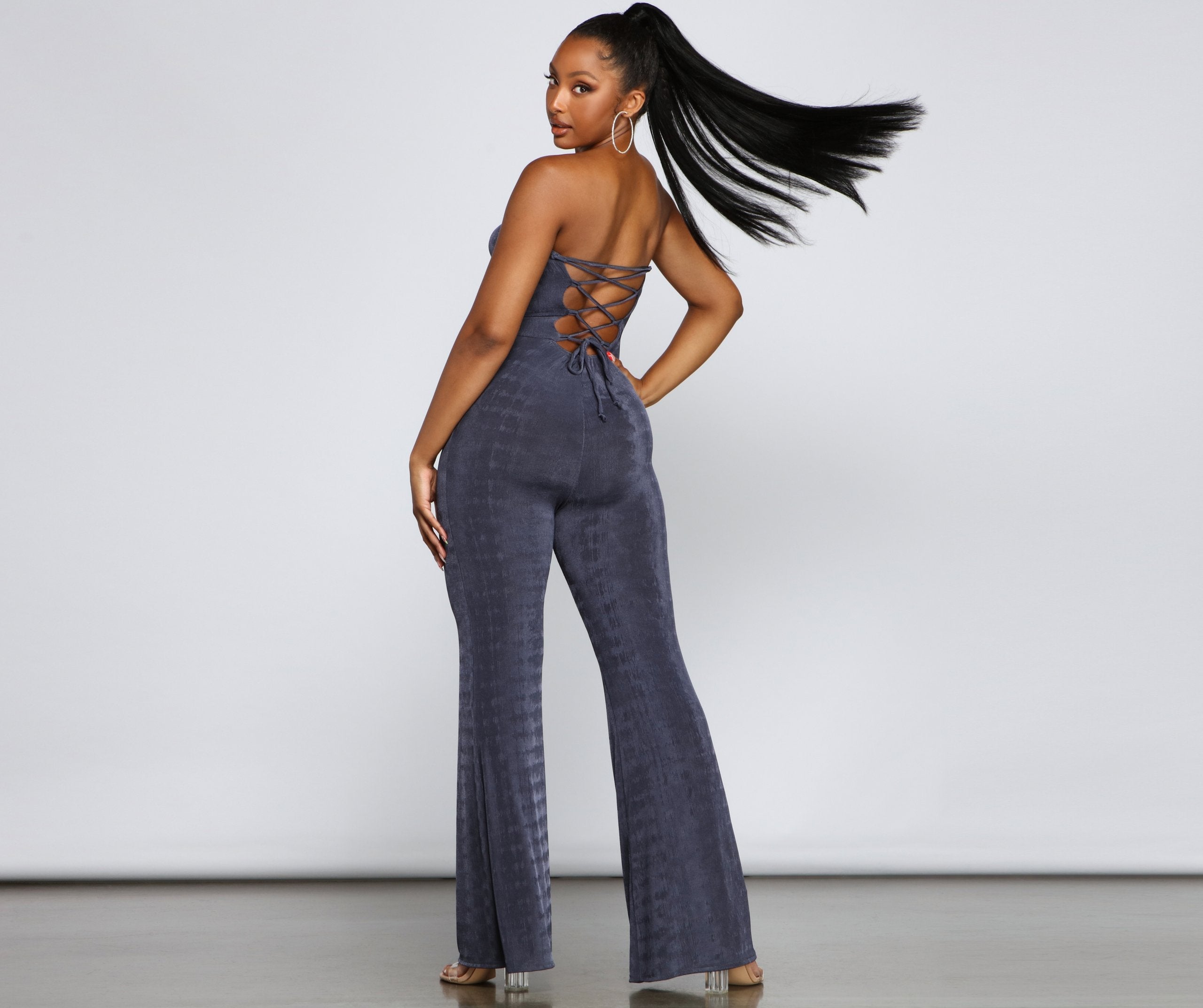 Style Icon Lace-Up Back Jumpsuit - Lady Occasions