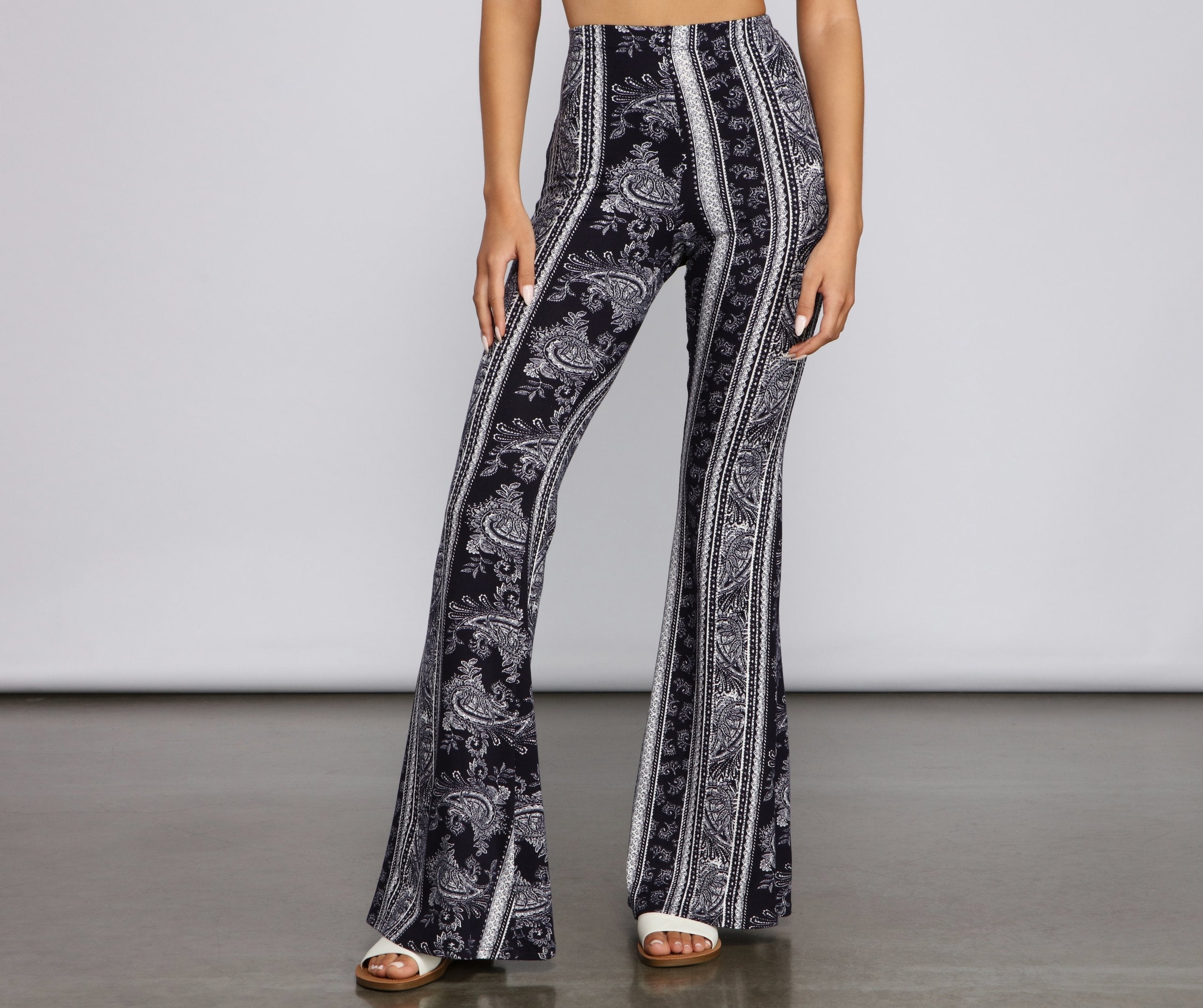 Good Vibes Paisley Flare Pants - Lady Occasions