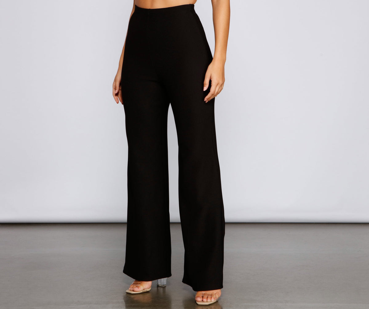 Flaunt It Ribbed Wide Leg Pants - Lady Occasions