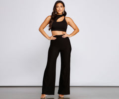 Flaunt It Ribbed Wide Leg Pants - Lady Occasions